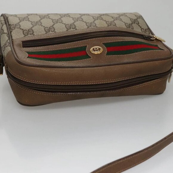 GUCCI GG Supreme Web Sherry Line Shoulder Bag PVC Beige Green Red Auth - Picture 6 of 15